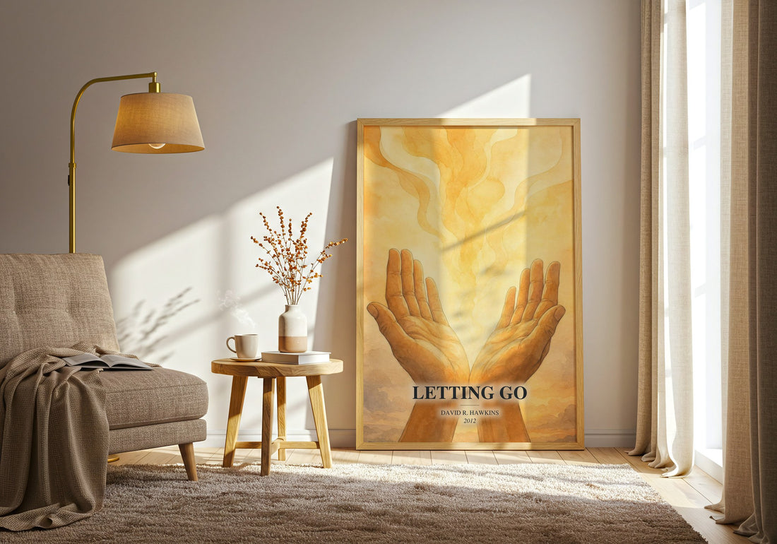 Letting go watercolour print in frame leaning in hallway – non fiction wall art