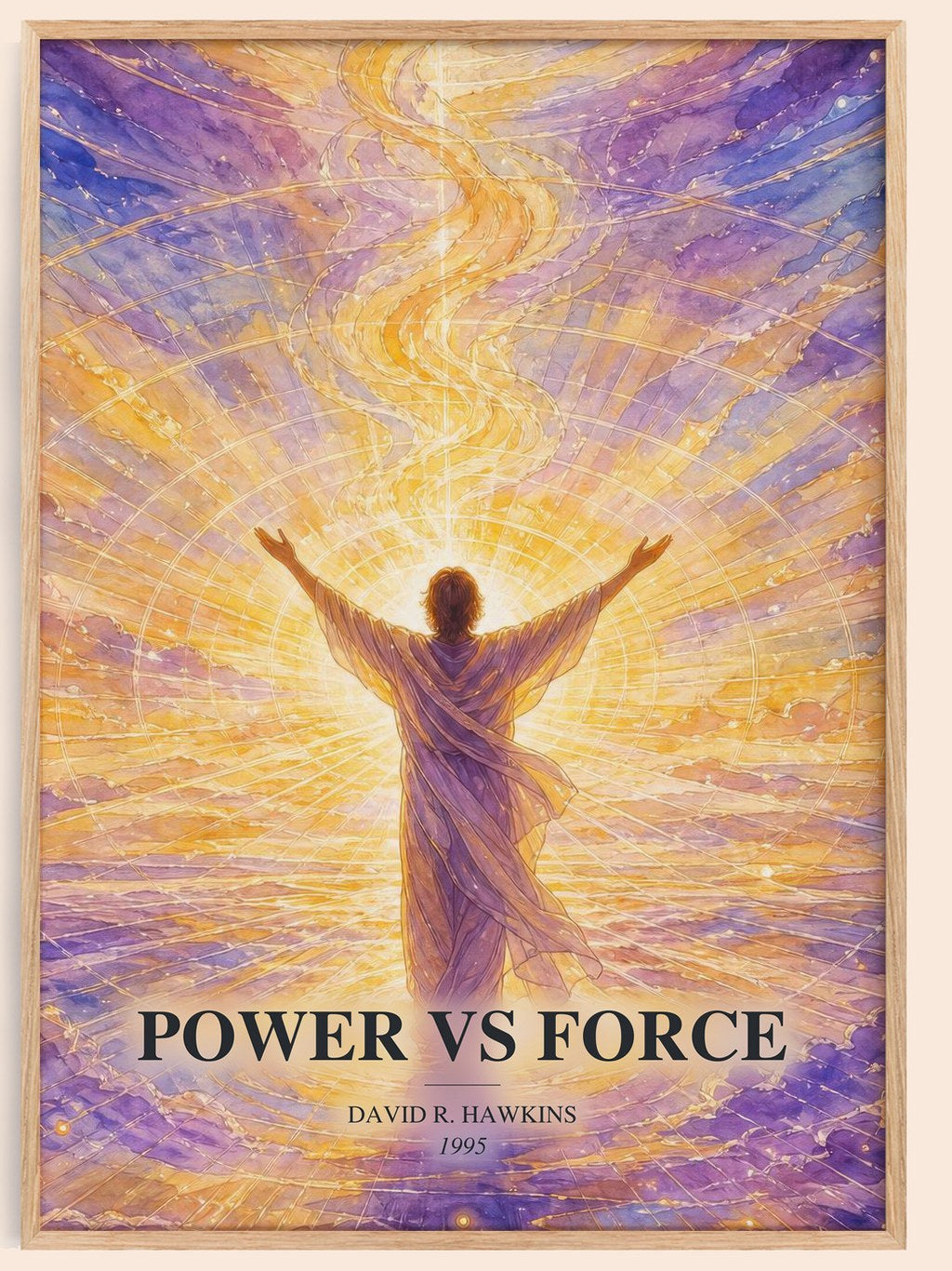 Power vs Force watercolour book poster by David R. Hawkins – framed literary art print