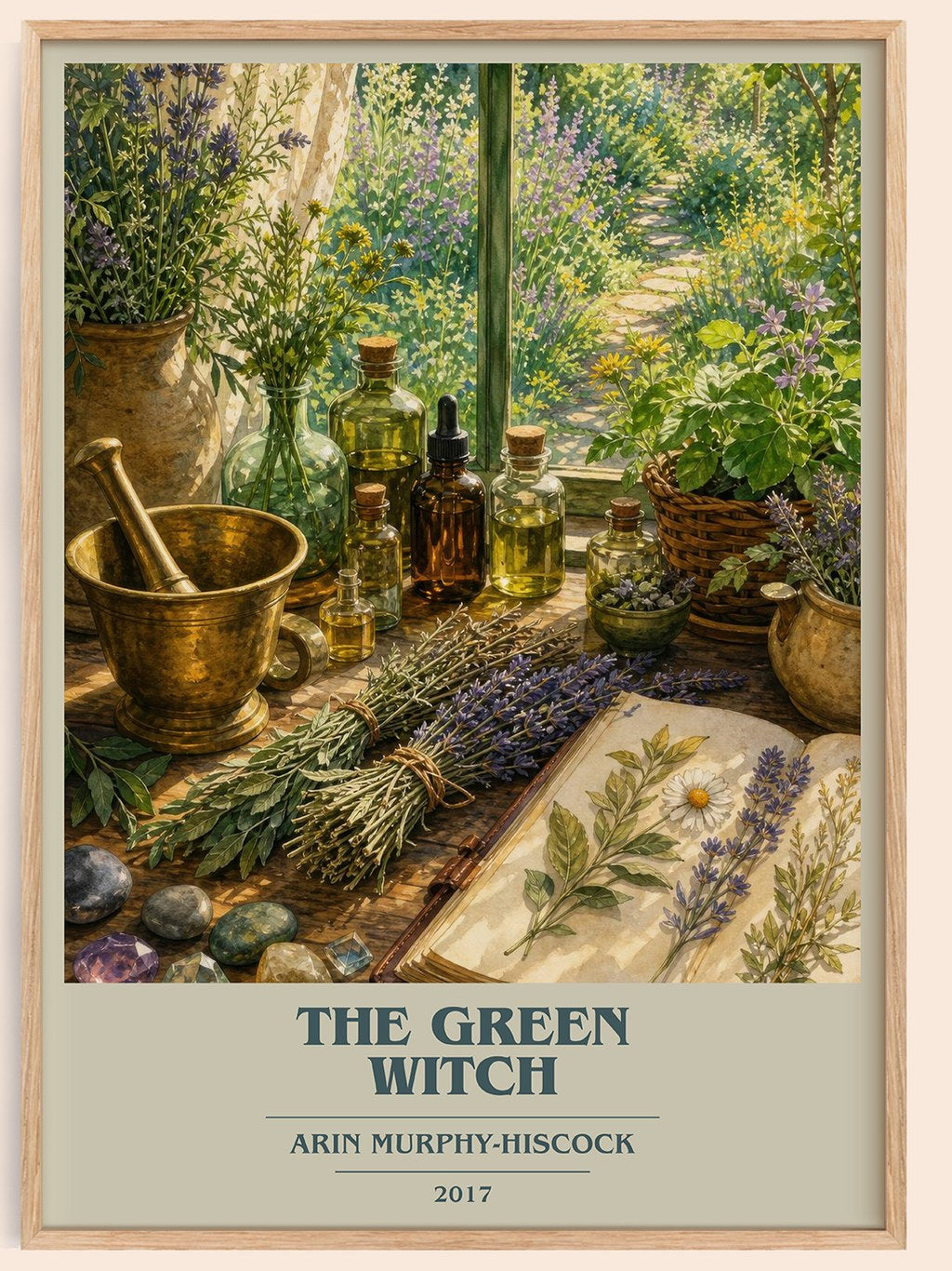 The Green Witch book cover book poster by Arin Murphy-Hiscock – framed literary art print