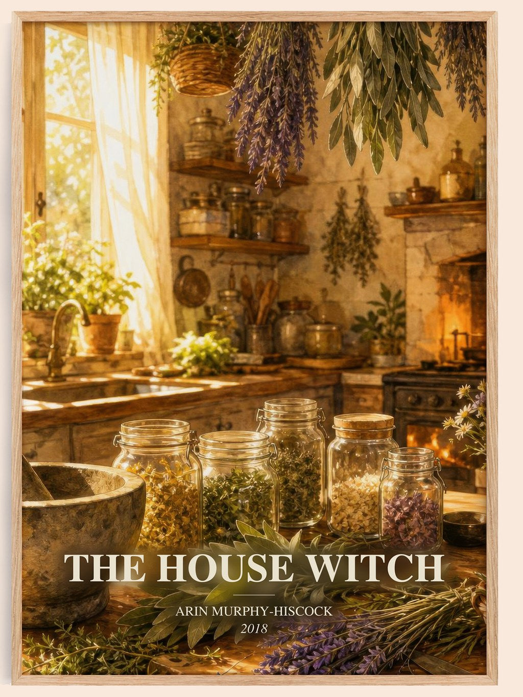The House Witch watercolour book poster by Arin Murphy-Hiscock – framed literary art print