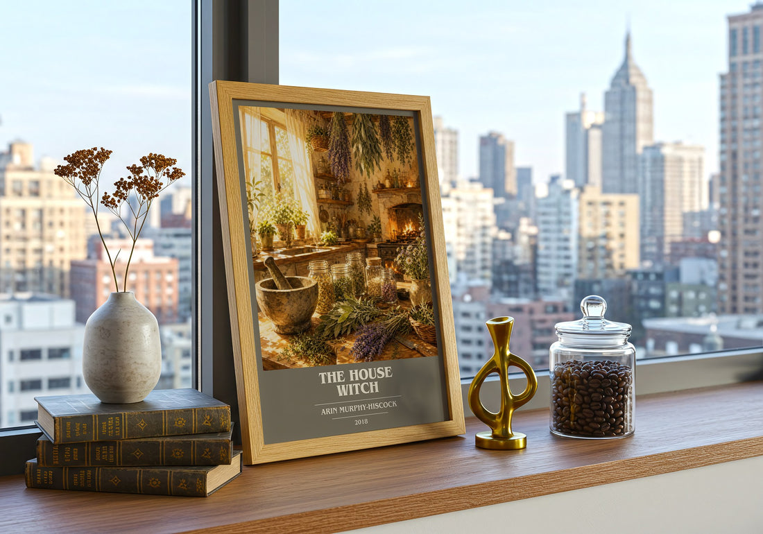 The House Witch book cover print framed by window – literary home decor