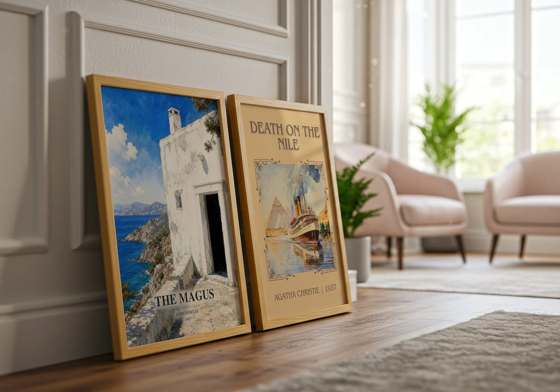 The Magus watercolour print framed by window – literary home decor