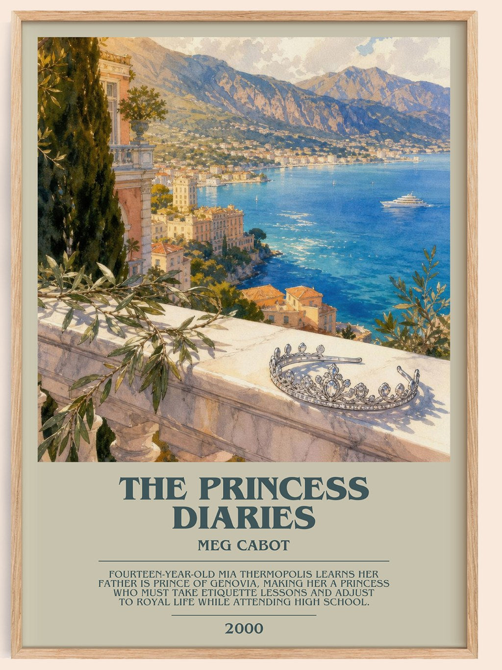 The Princess Diaries bookish book poster by Meg Cabot – framed literary art print