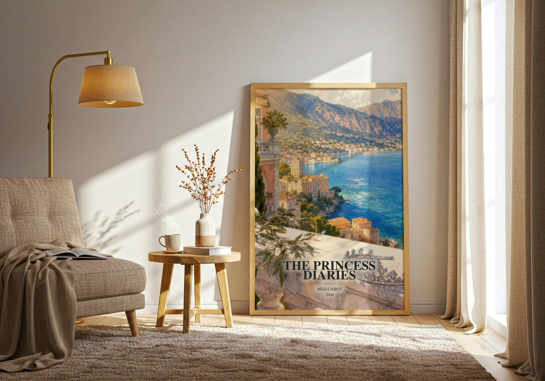 The Princess Diaries watercolour print in frame leaning in hallway – young adult wall art
