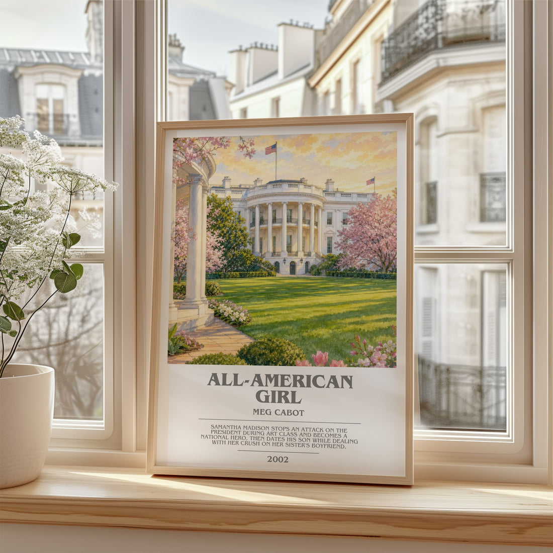 All-American Girl bookish poster colour and style options – Meg Cabot book art