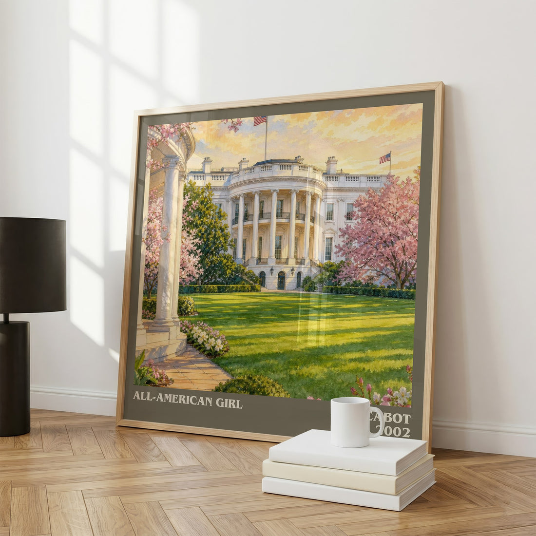 All-American Girl literary print framed by window – literary home decor