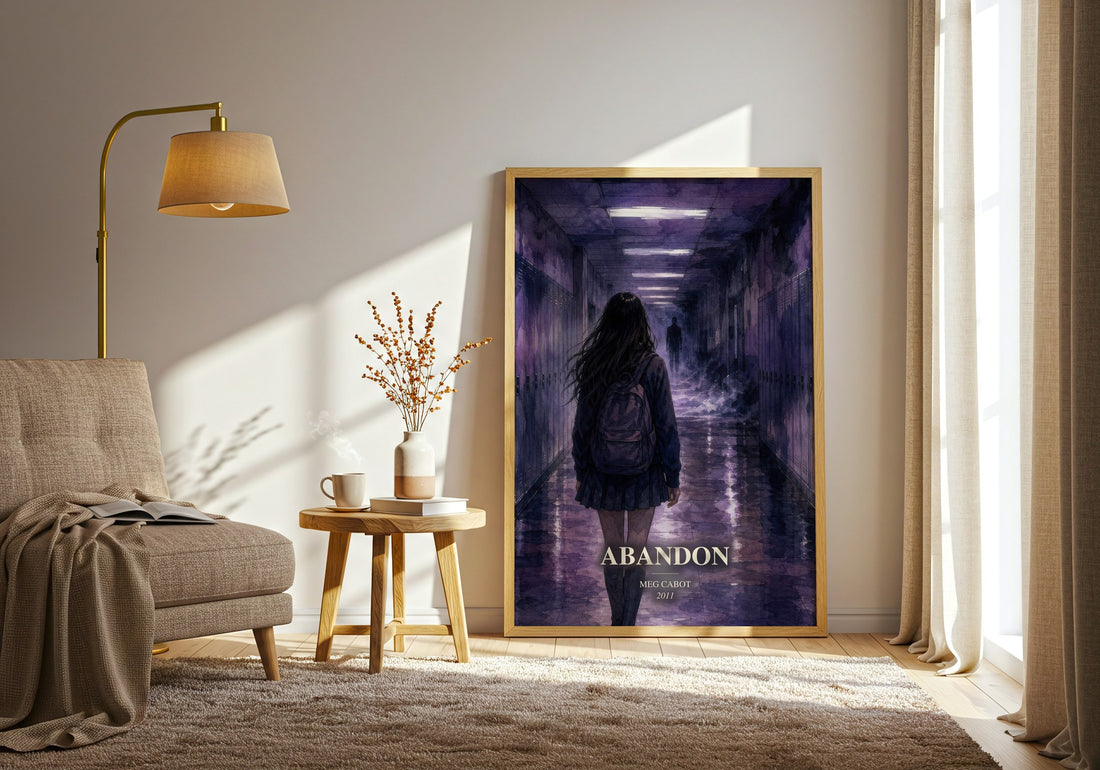Abandon watercolour print in frame leaning in hallway – young adult wall art