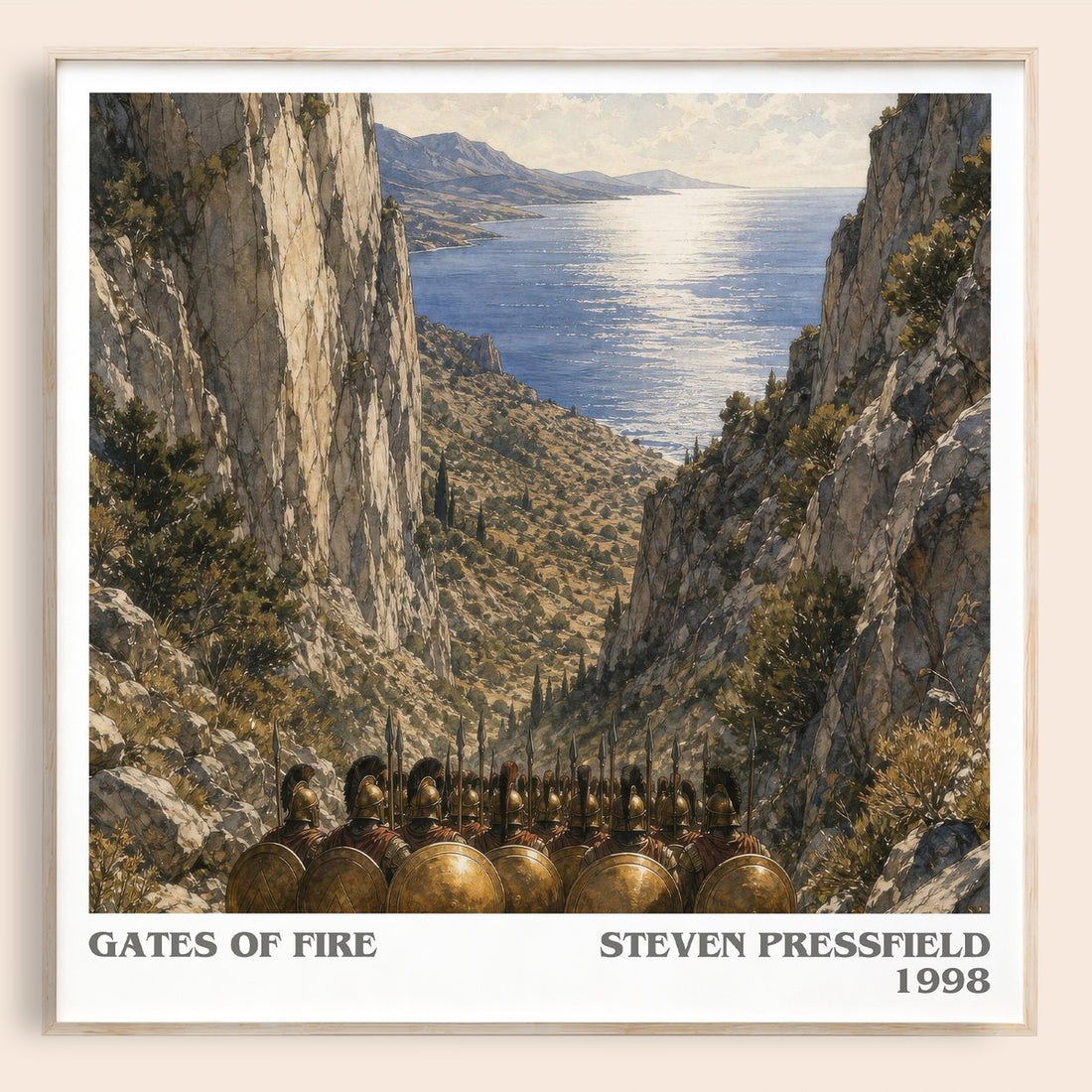 Gates of fire literary book poster by Steven Pressfield – framed literary art print
