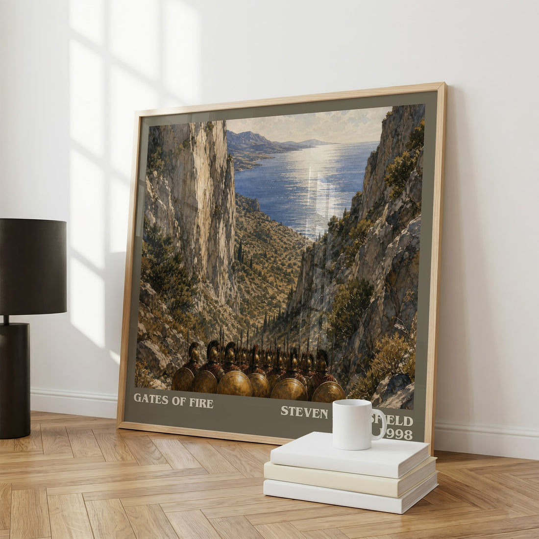 Gates of fire literary print framed by window – literary home decor