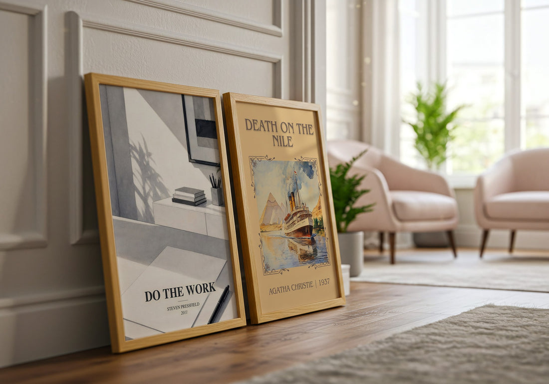 Do the Work watercolour print framed by window – literary home decor