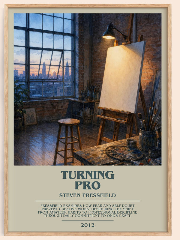 Turning pro bookish book poster by Steven Pressfield – framed literary art print