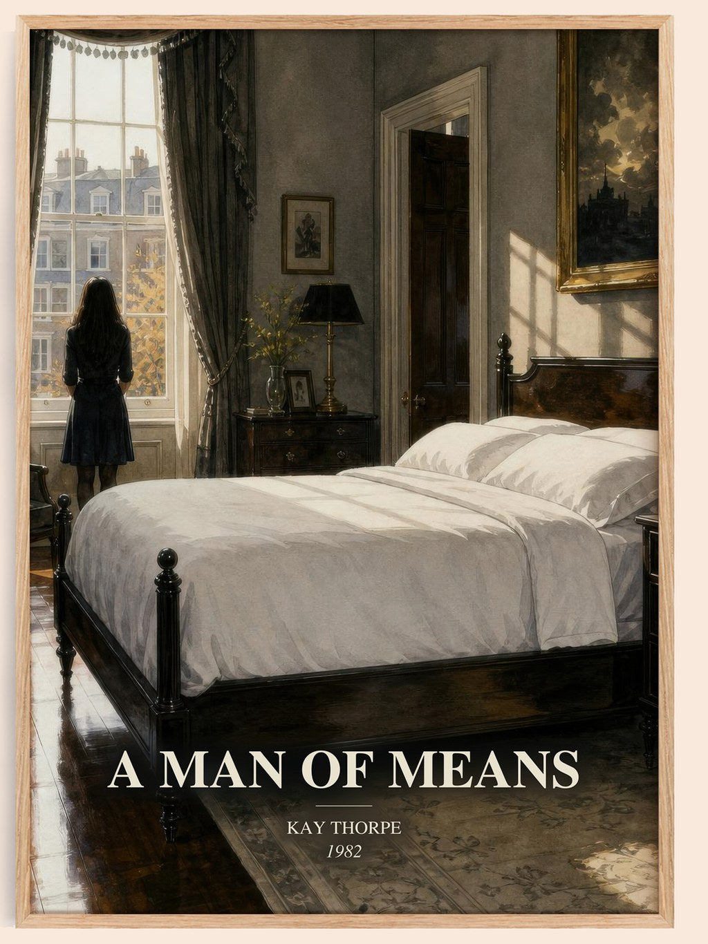 A Man of Means watercolour book poster by Kay Thorpe – framed literary art print