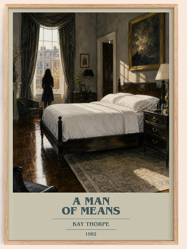 A Man of Means book cover book poster by Kay Thorpe – framed literary art print