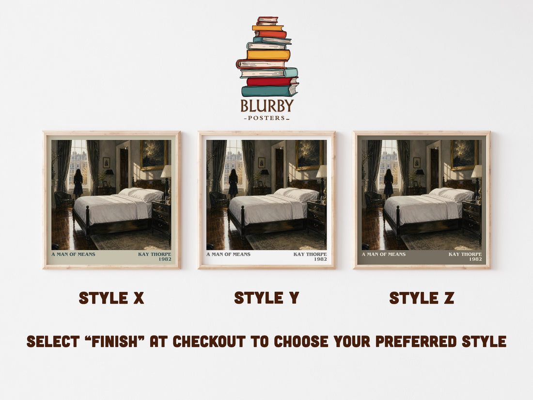 A Man of Means literary print in frame leaning in hallway – romance wall art (mockup)