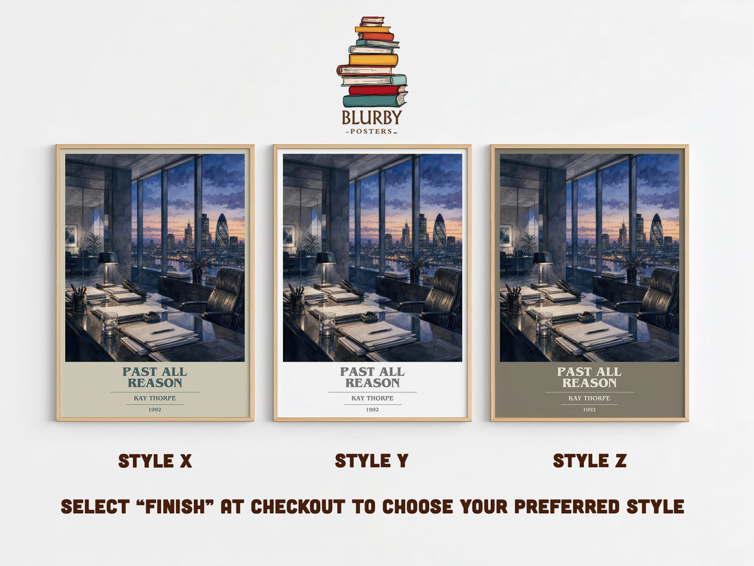 Past All Reason book cover print in frame leaning in hallway – romance wall art (mockup)