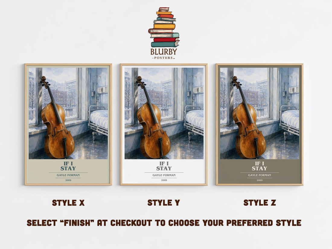 If I Stay book cover print in frame leaning in hallway – young adult wall art (mockup)
