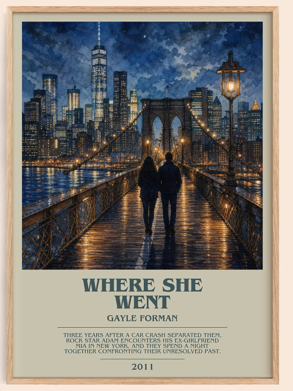 Where She Went bookish book poster by Gayle Forman – framed literary art print