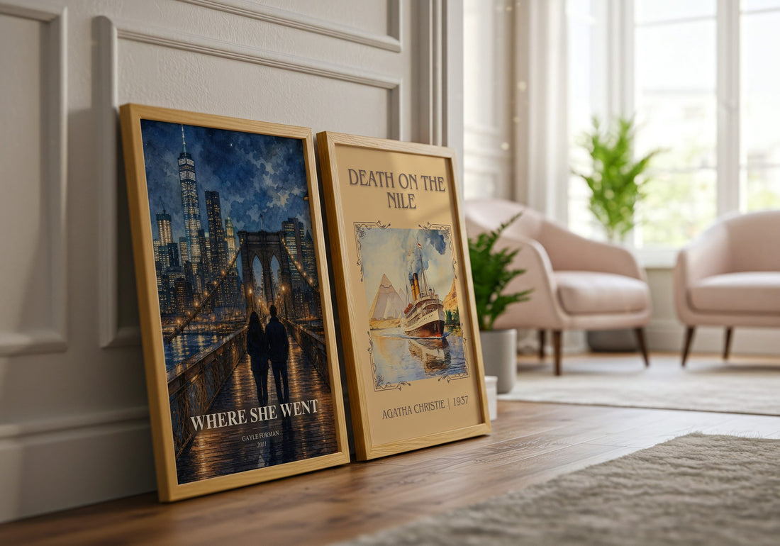 Where She Went watercolour print framed by window – literary home decor