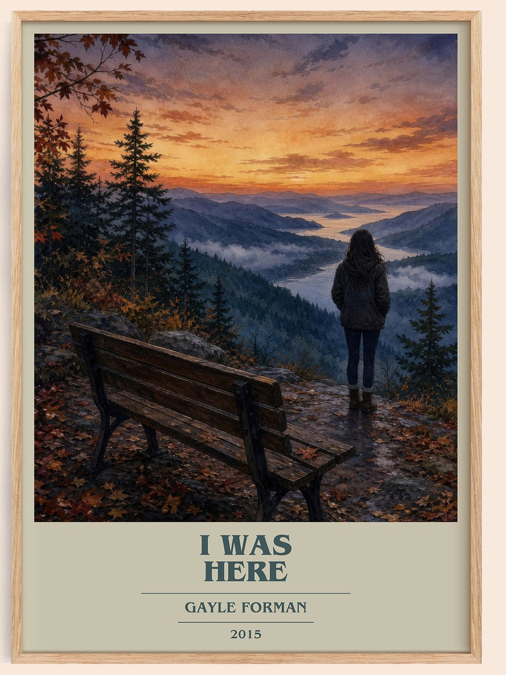 I Was Here book cover book poster by Gayle Forman – framed literary art print