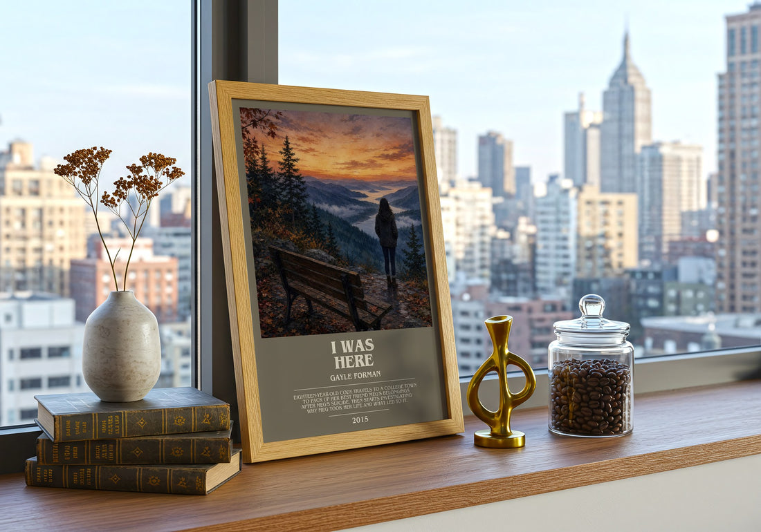 I Was Here bookish print framed by window – literary home decor