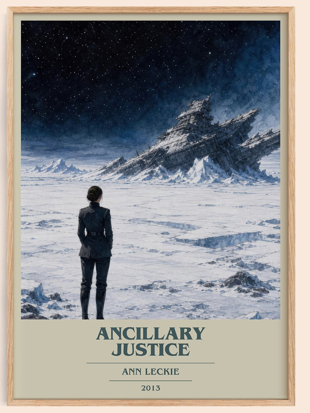 Ancillary Justice book cover book poster by Ann Leckie – framed literary art print