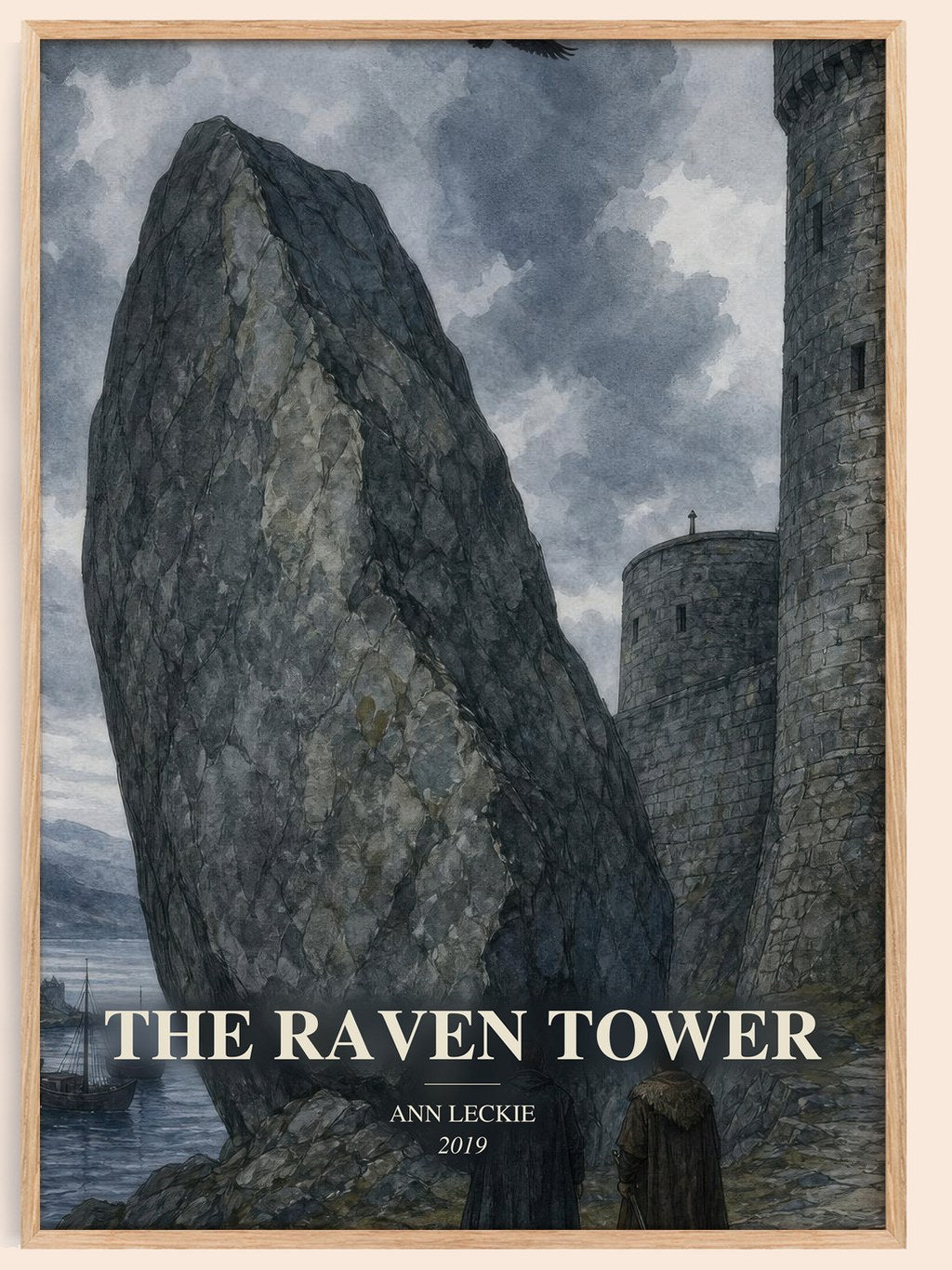 The Raven Tower watercolour book poster by Ann Leckie – framed literary art print