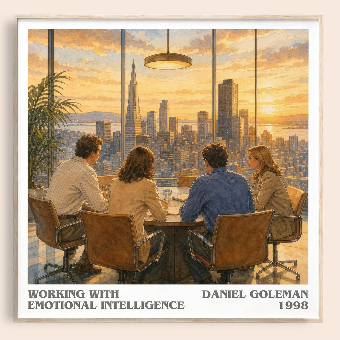 Working with Emotional Intelligence literary book poster by Daniel Goleman – framed literary art print