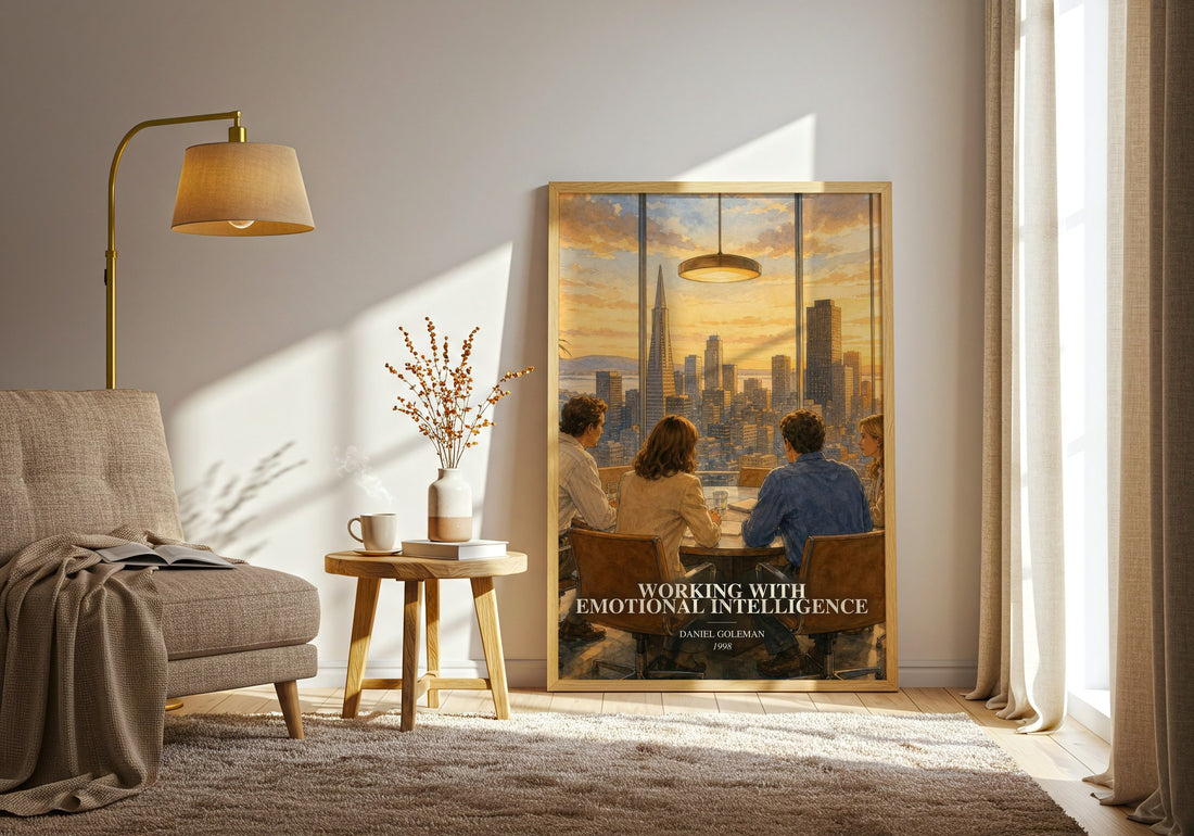 Working with Emotional Intelligence watercolour print in frame leaning in hallway – non fiction wall art