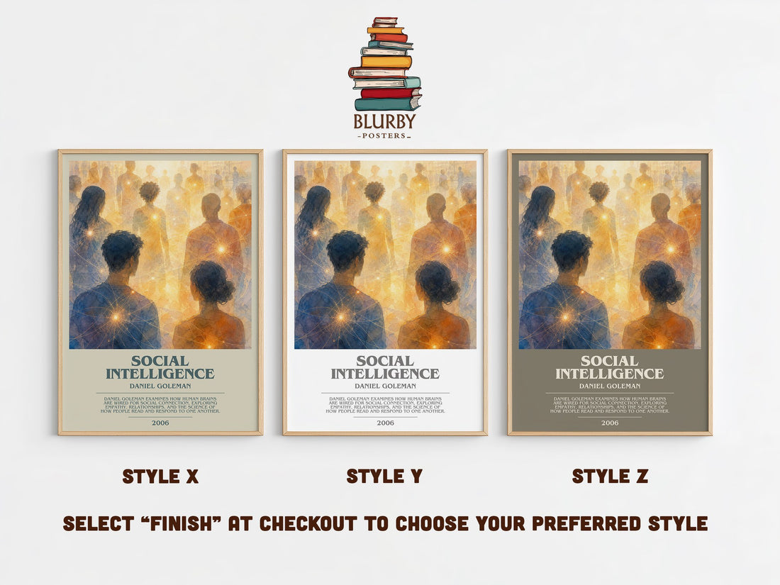 Social Intelligence bookish print in frame leaning in hallway – non fiction wall art (mockup)