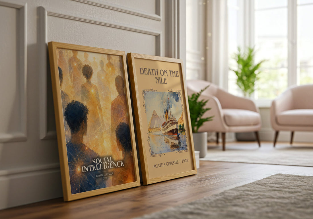 Social Intelligence watercolour print framed by window – literary home decor