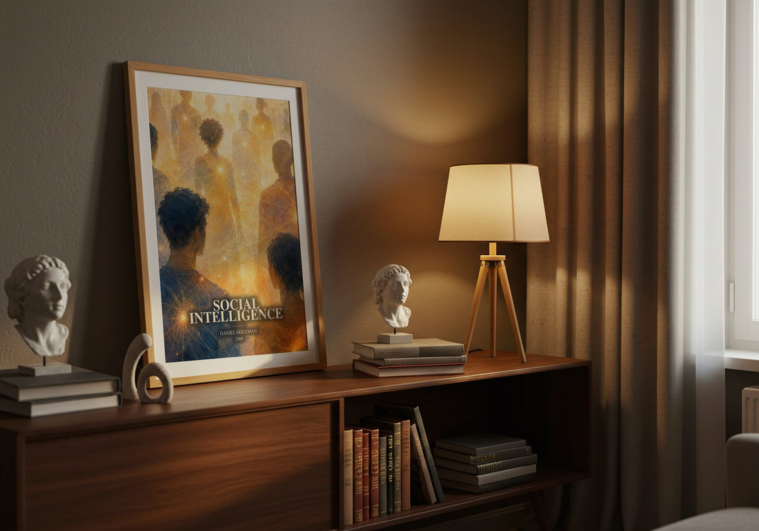 Social Intelligence watercolour print on bookshelf – Daniel Goleman fan gift