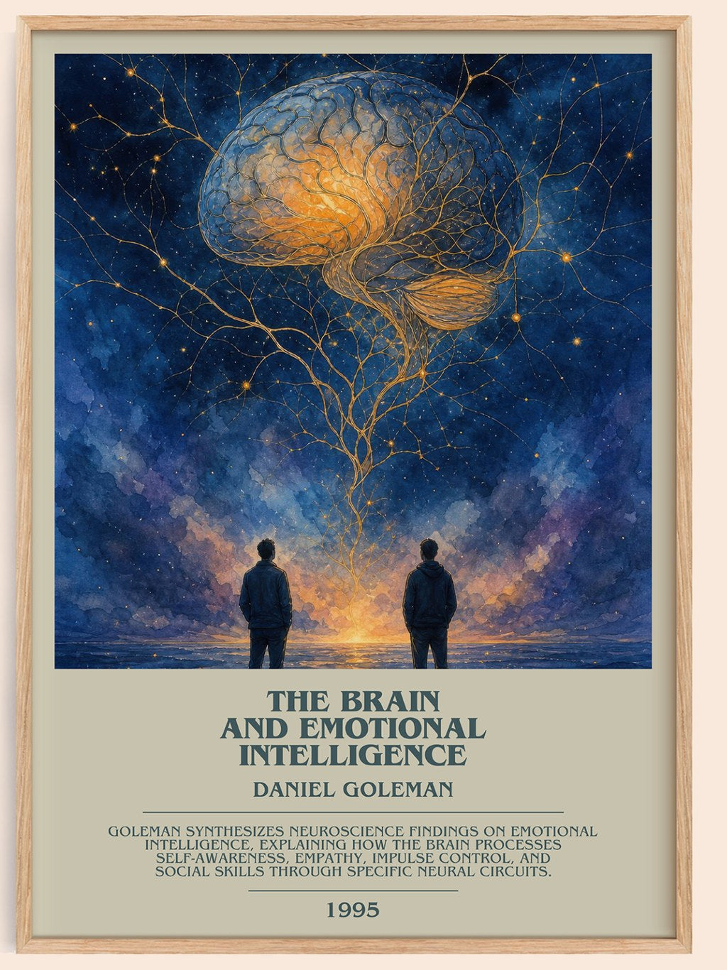 The brain and emotional intelligence bookish book poster by Daniel Goleman – framed literary art print