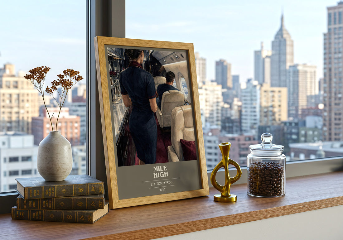 Mile High book cover print framed by window – literary home decor