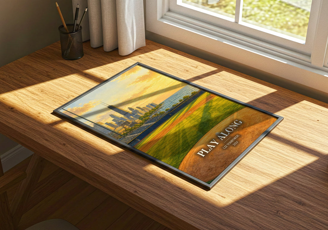 Play Along watercolour book poster framed on wall – romance wall art