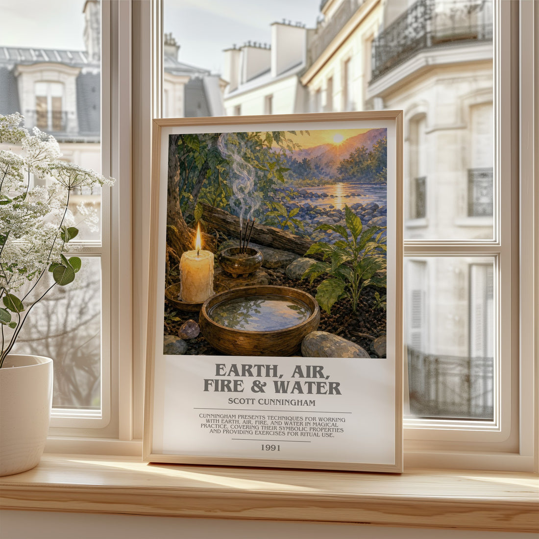 Earth, air, fire & water bookish poster colour and style options – Scott Cunningham book art