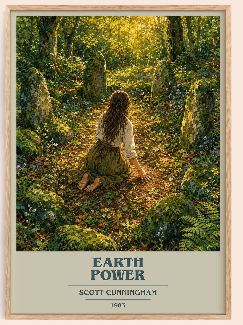 Earth power book cover book poster by Scott Cunningham – framed literary art print