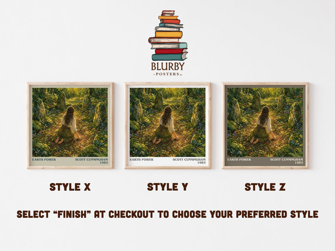 Earth power literary print in frame leaning in hallway – non fiction wall art (mockup)