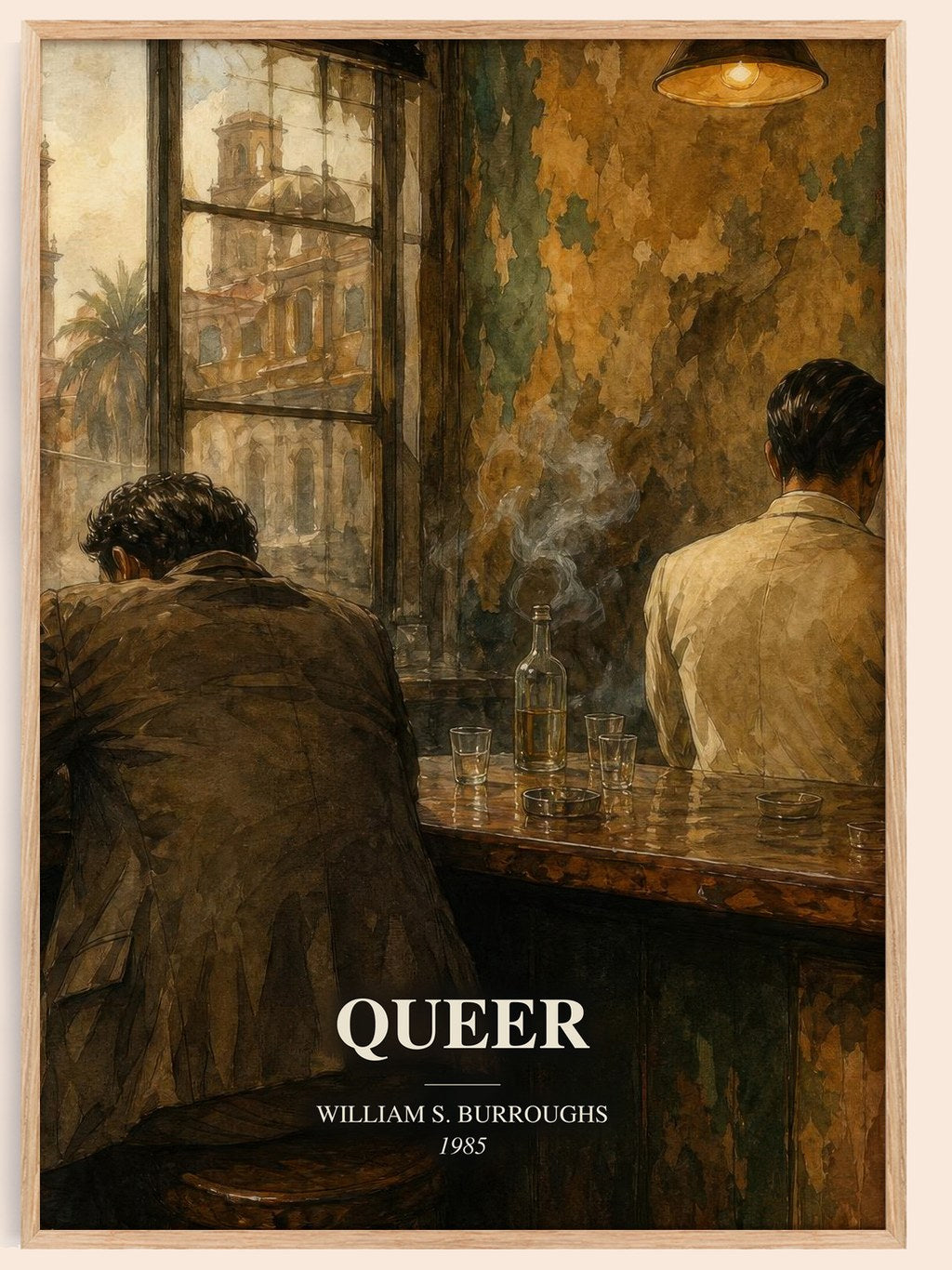 Queer watercolour book poster by William S. Burroughs – framed literary art print