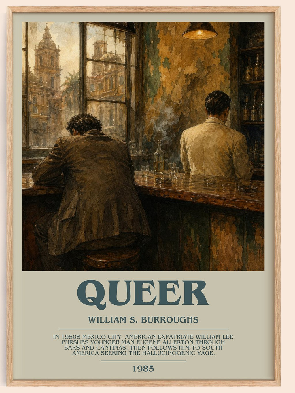 Queer bookish book poster by William S. Burroughs – framed literary art print