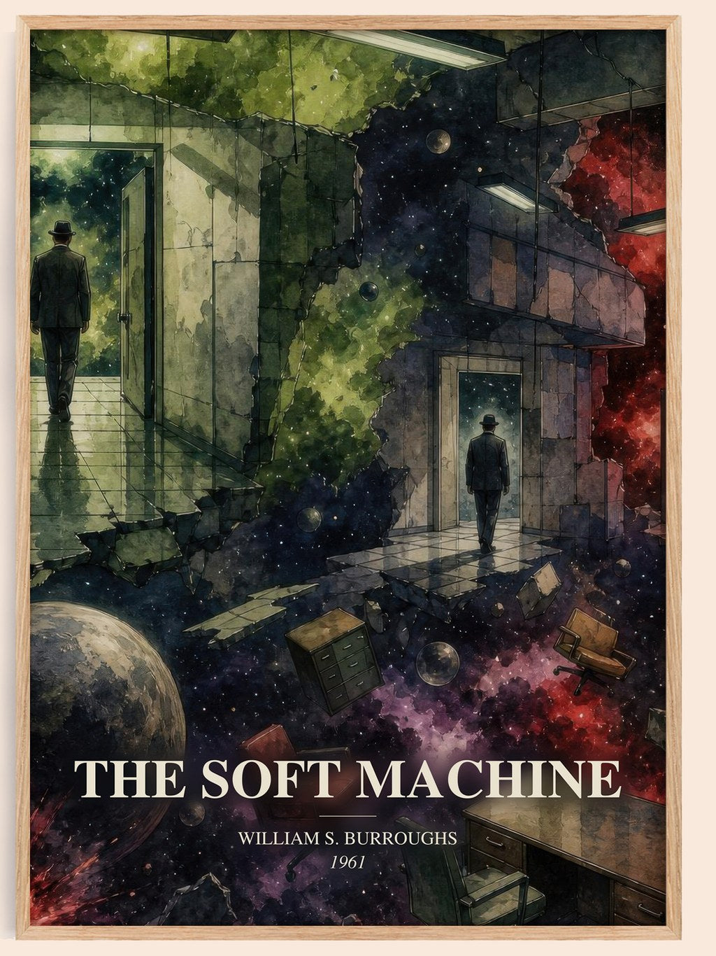 The Soft Machine watercolour book poster by William S. Burroughs – framed literary art print