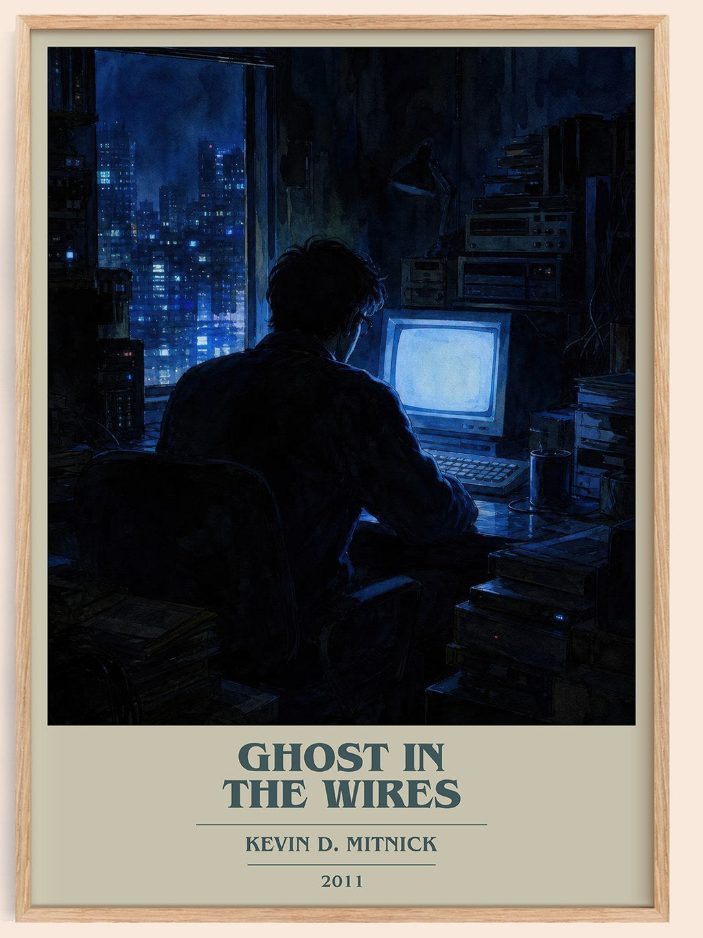 Ghost in the wires book cover book poster by Kevin D. Mitnick – framed literary art print