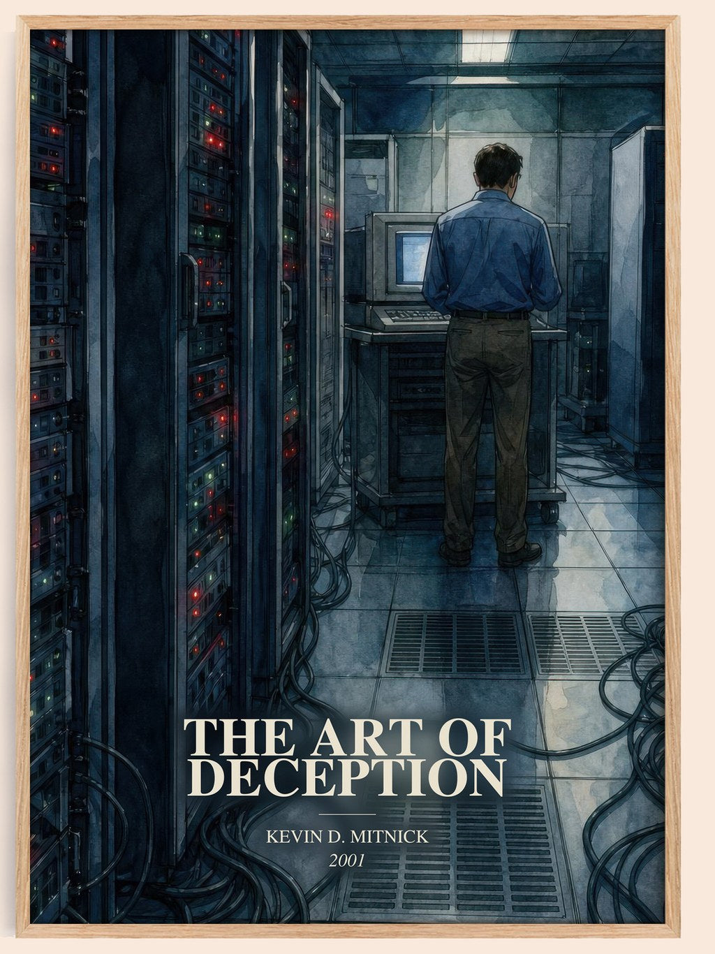 The Art of Deception watercolour book poster by Kevin D. Mitnick – framed literary art print