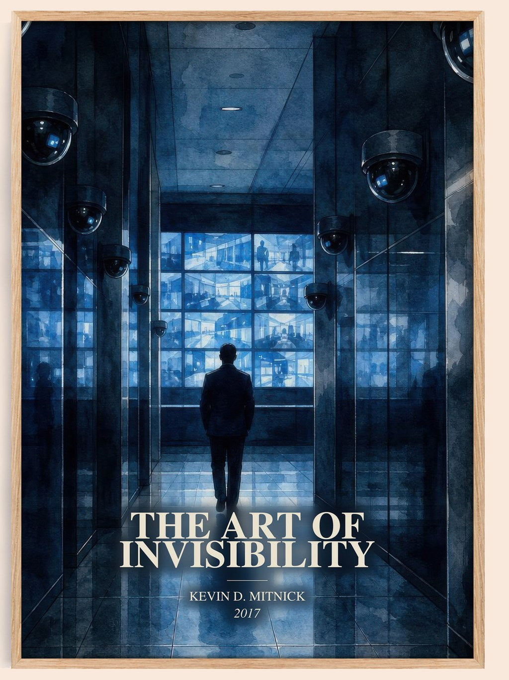 The Art of Invisibility watercolour book poster by Kevin D. Mitnick – framed literary art print