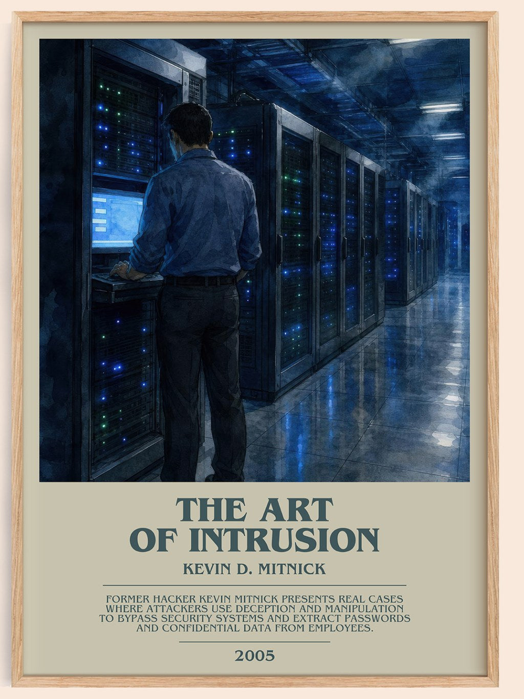 The Art of Intrusion bookish book poster by Kevin D. Mitnick – framed literary art print