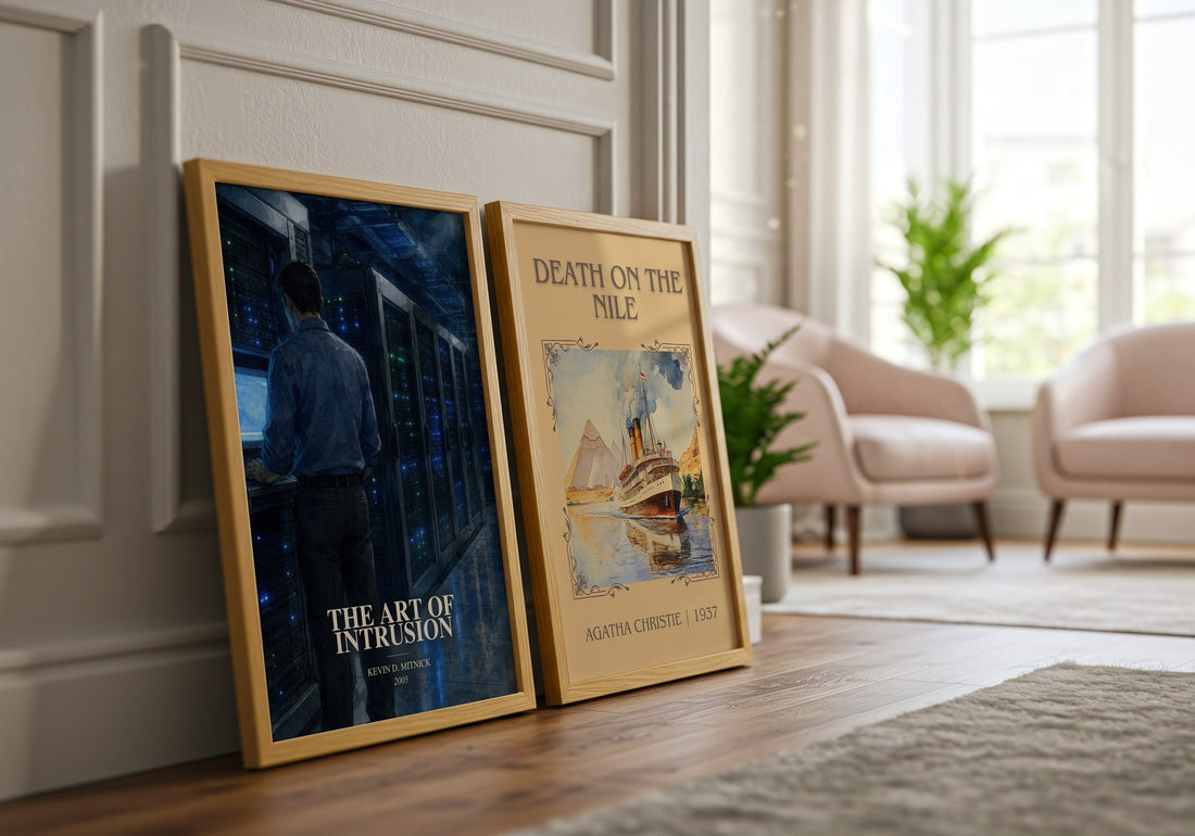 The Art of Intrusion watercolour print framed by window – literary home decor