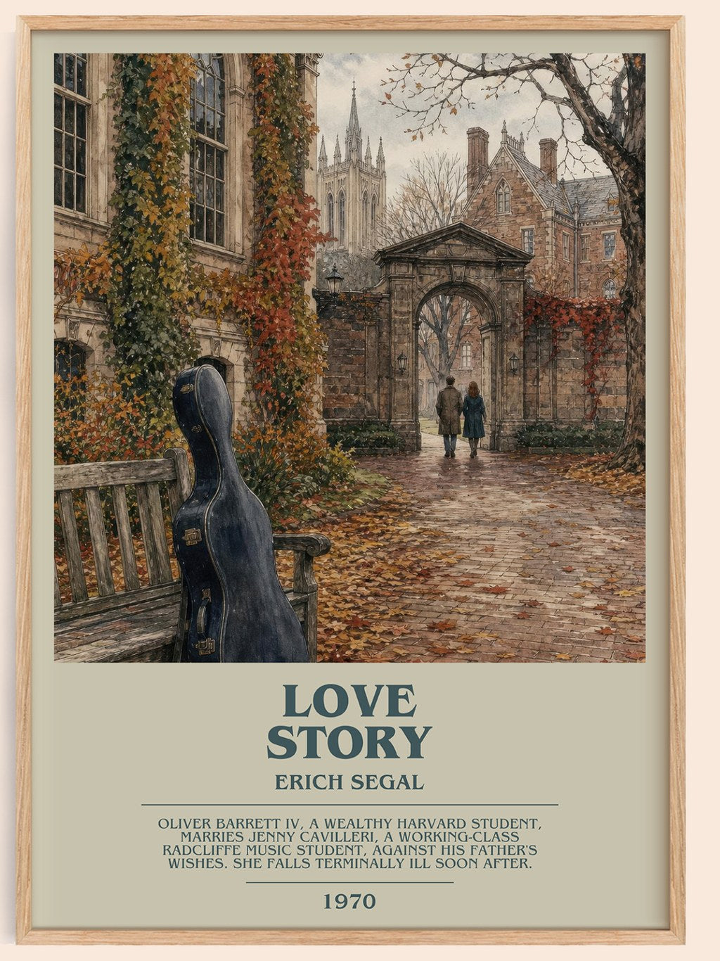 Love Story bookish book poster by Erich Segal – framed literary art print