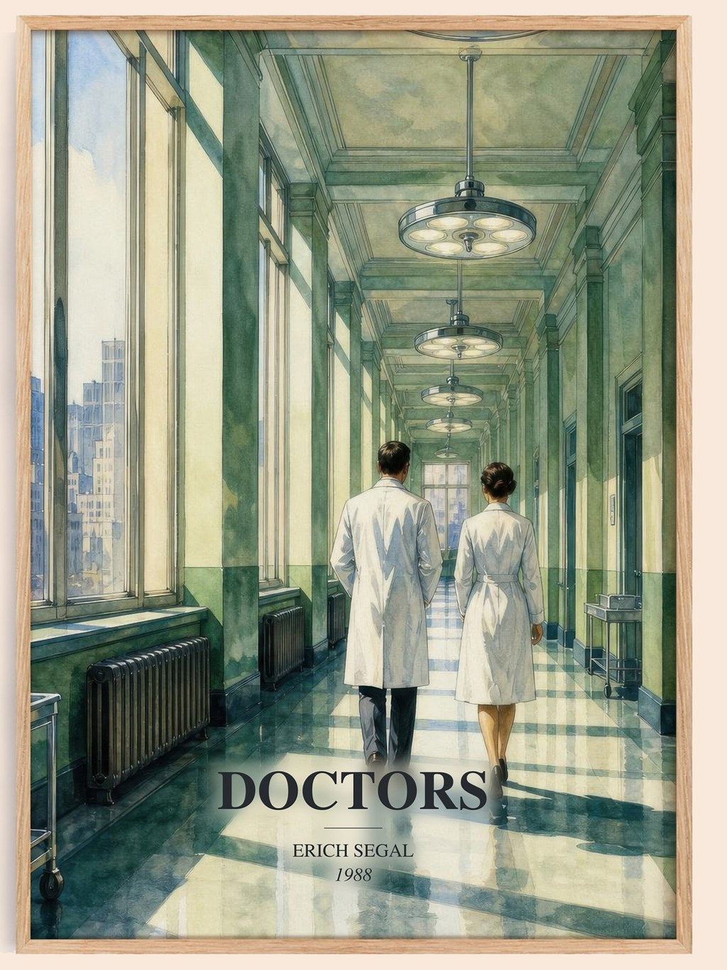 Doctors watercolour book poster by Erich Segal – framed literary art print