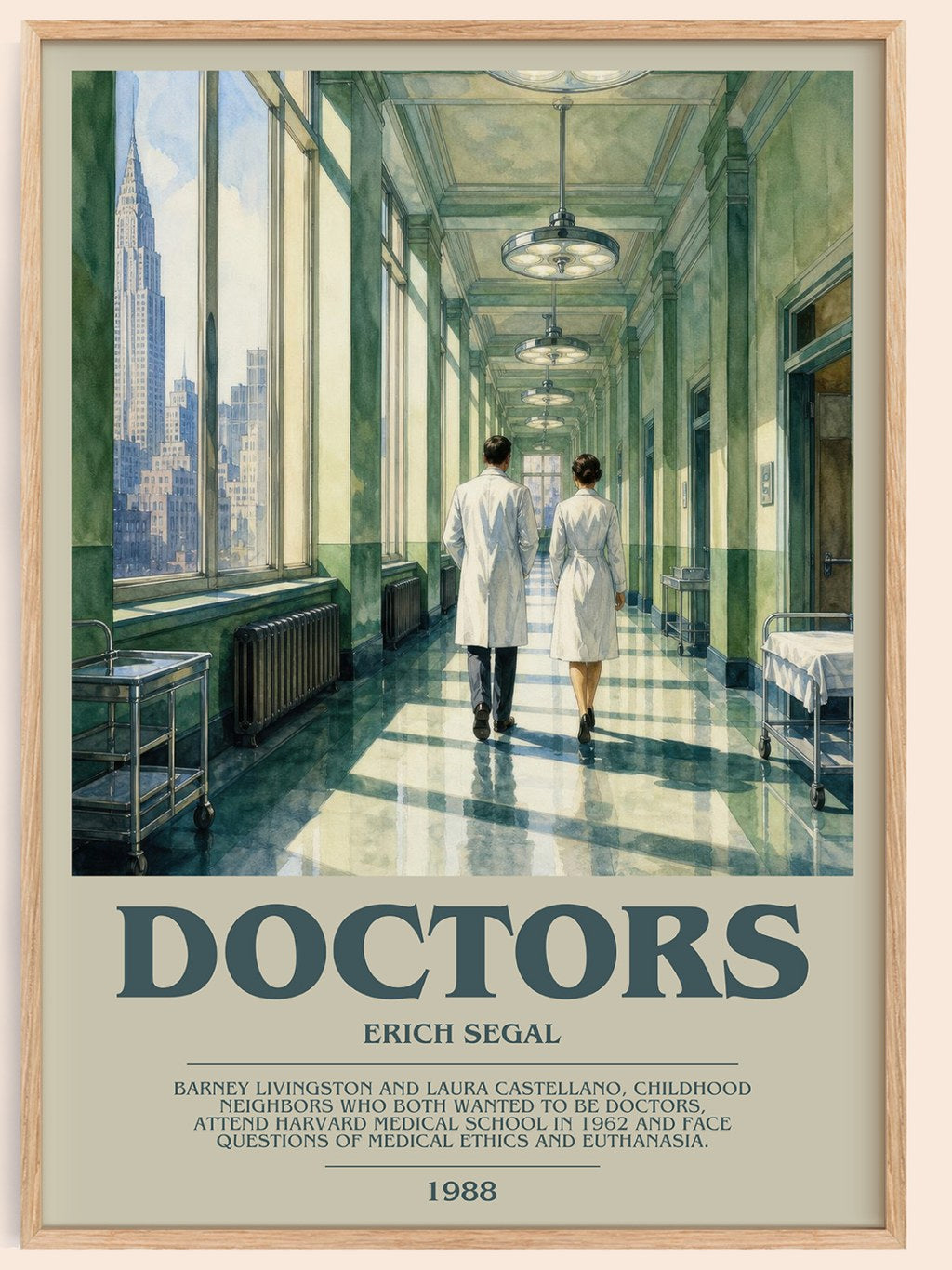 Doctors bookish book poster by Erich Segal – framed literary art print