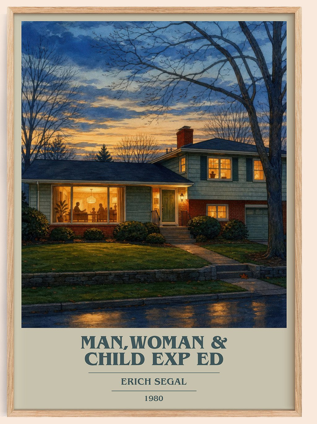 Man,woman & Child Exp Ed book cover book poster by Erich Segal – framed literary art print