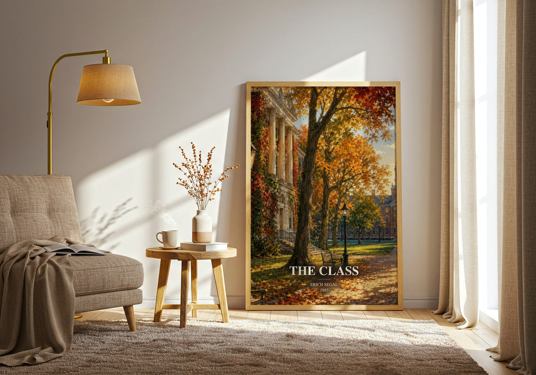 The class watercolour print in frame leaning in hallway – contemporary fiction wall art